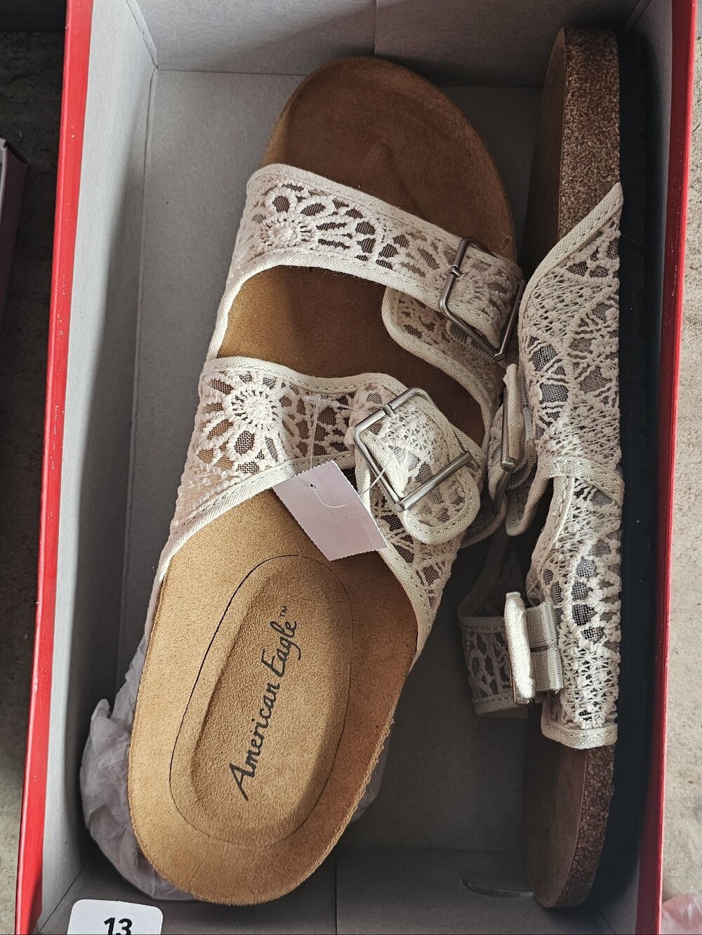 American Eagle Outfitters Beige Lace Buckle Sandals